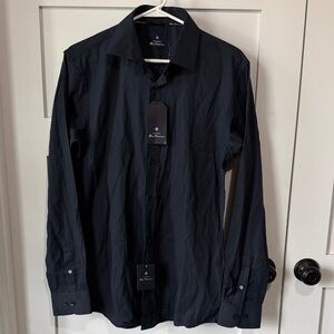 Ben Sherman Navy Basketweave Dobbie Dress Shirt